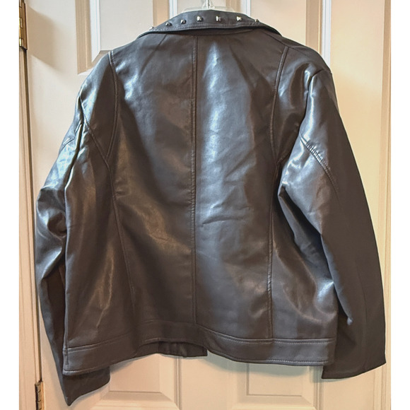 White Mark Gray Faux Leather Women’s Biker Jacket Gray Size 2X NEW With Tags - Picture 2 of 8